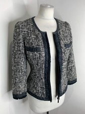 Clements Ribeiro Boucle Tweed Jacket S Vgc Short Tailored Smart Grey Fitted Work