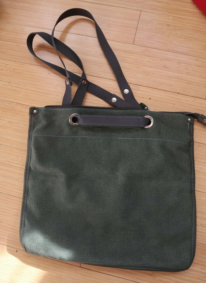 mandarina duck suede leather canvas women green purse bag italian design handbag - Image 3 of 4