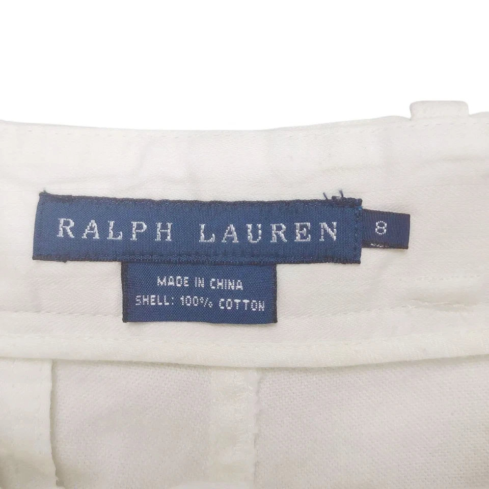 Vtg Y2K RALPH LAUREN Women's 8 White Belted Chino Shorts 30x5" Preppy Coastal - Image 2 of 4