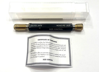 Van Keuren 3/8-24 UNF 2B Double End Tin Coated Thread Plug Gage With Handle