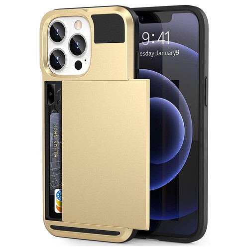 For iPhone 11 12 13 14 15 Slide Card Holder Case Hybrid Shockproof Wallet Cover - Picture 13 of 22