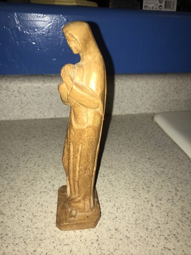 Vintage 8” Wood Carving Christian Mother Mary With Baby Jesus Art Figure - Picture 3 of 9