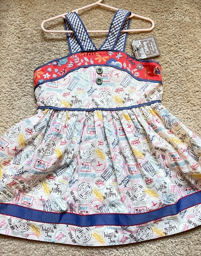 Matilda Jane Girls Wish You Were Around the World Tunic size 10 New Red White - Picture 4 of 4