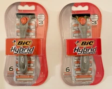 2 Bic Hybrid Advance Men's Razor Handle with total 12 Cartridges