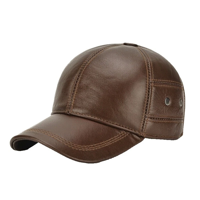 Brown Leather Baseball Caps for Men