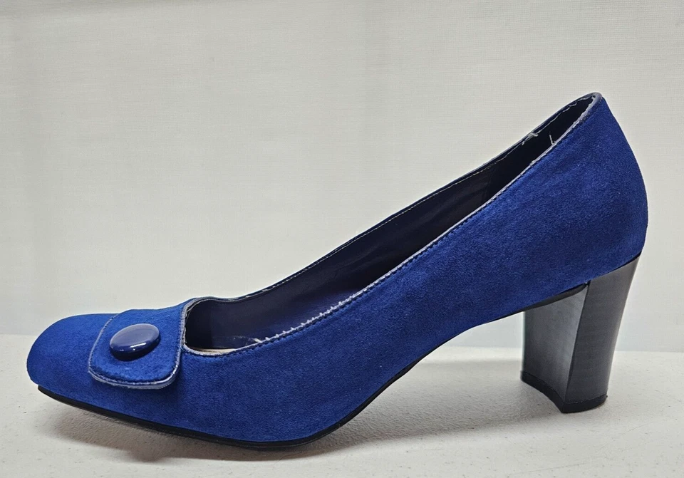 Zapatos de salón Croft & Barrow para mujer talla 9 azules tacones bloque acento de botones tacón de 2,5" Foto 2 de 4