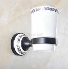 Oil Rubbed Bronze Bathroom Wall Mount Toothbrush Holder w/ Single Ceramic Cup