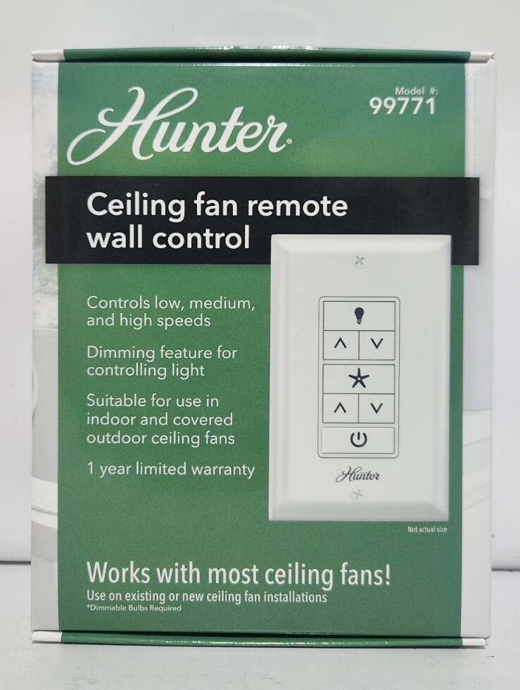 Hunter Ceiling Fan Remote Wall Control Dimming Feature White Model