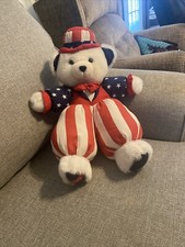 Vintage Teddy Bear 16inch Plush Liberty Stars and Stripes Patriotic Dan Dee 1995