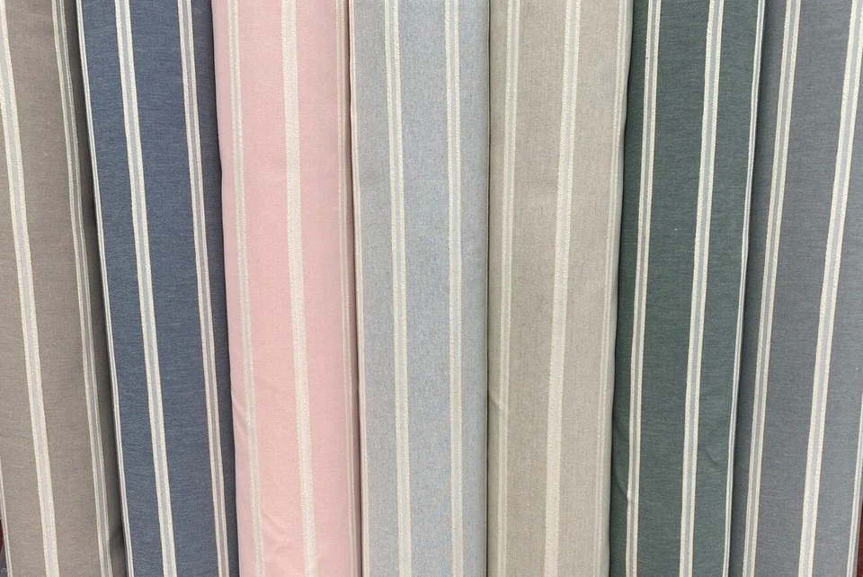 Tessuto jacquard a righe effetto lino materiale arredamento casa larghezza 28... - Immagine 2 di 3