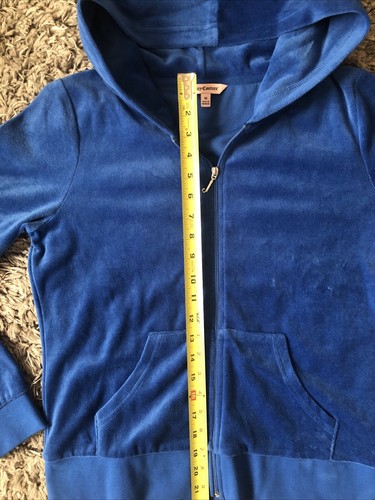 Felpa con cappuccio JUICY COUTURE-Bling Graphic Velour Full J-Zip blu taglia media - Foto 17 di 17