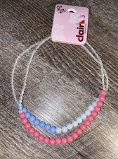 Claire  s blue pink white iridescent little girls beaded necklace