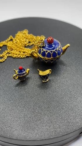 Fabulous Enamelled Teapot Necklace & Earrings Set. C387 - Video 1 of 1
