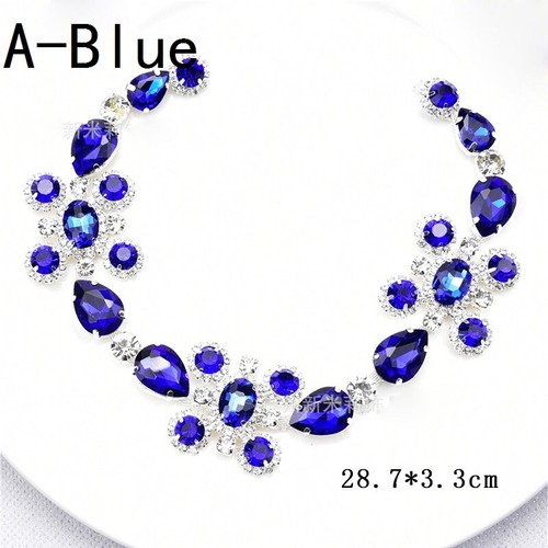 Shiny Rhinestone Applique Crystal Diamante Floral Chain Trimming Sew On Decor - Picture 2 of 26