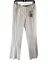 Vintage Y2K Express Editor Low Rise Straight Through Hip Flare White Pants SZ 8