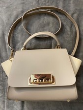 Zac Posen Eartha Leather Top Handle Satchel Crossbody Bag / Beige L9''xw5"xh8"