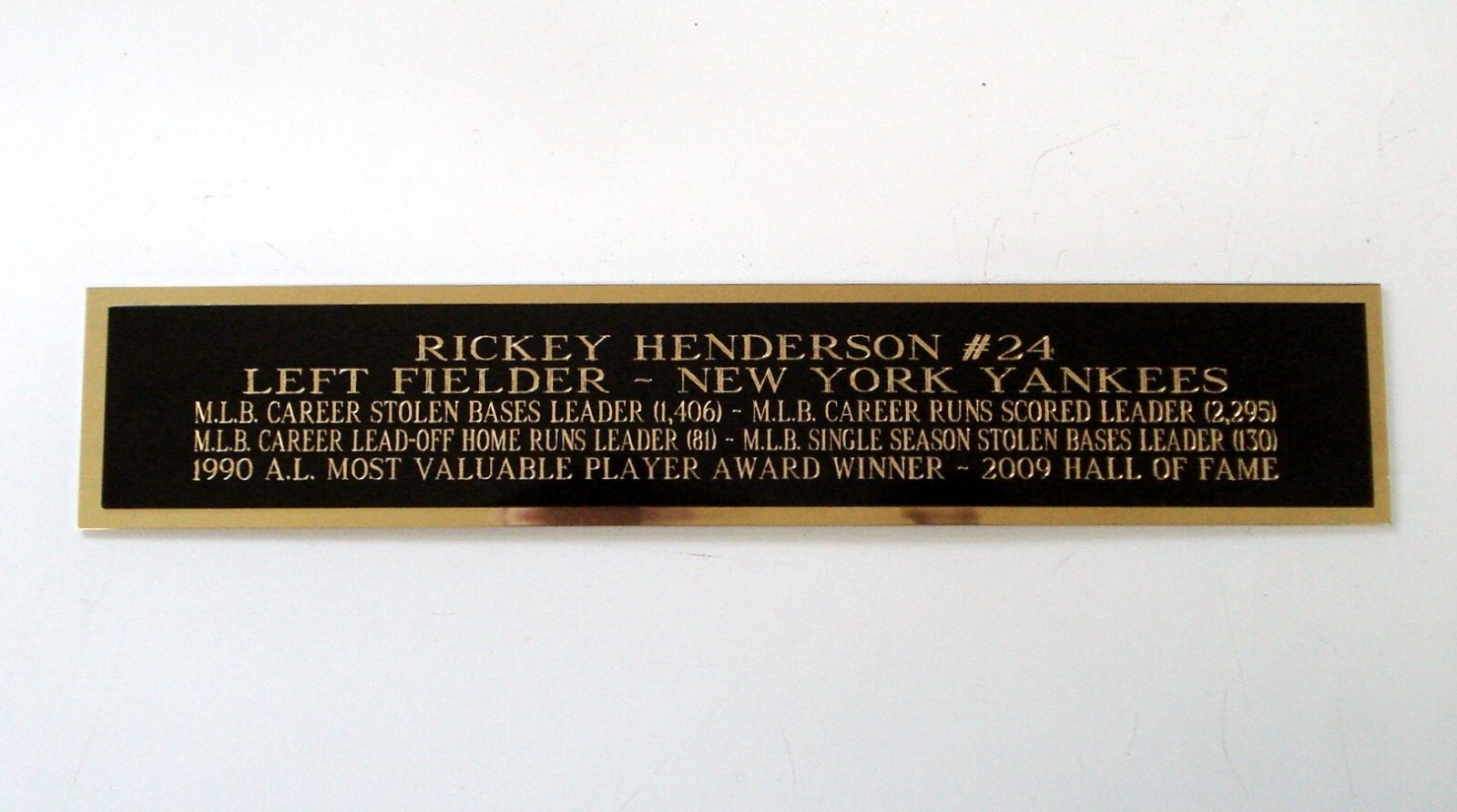 Rickey Henderson Baseball Card New York Yankees Display Case Nameplate 1.5