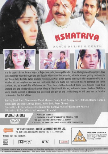KSHATRIYA - DHARMENDRA - SUNNY DEOL - NEW ORIGINAL BOLLYWOOD DVD - FREE UK POST - Imagen 2 de 2