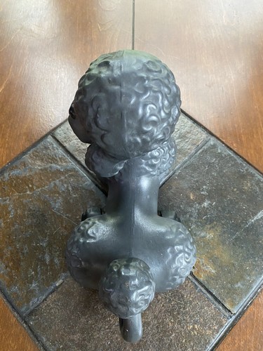 Vtg Atlantic Mold Poodle Black Silver Figurine Red Rhinestone Collar 60’s - Picture 7 of 9