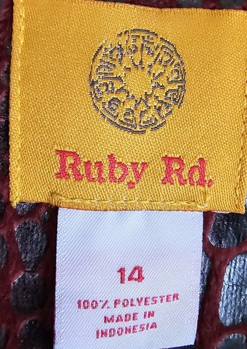 Ruby Rd Womens Jacket Coat Size 14 Burgundy Black Snakeskin LOOK - Picture 8 of 24