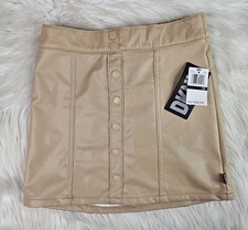 Dkny Faux Leather Skirt Youth SZ 10 Tan Brown