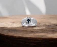 Black Onyx Oval Cut Gemstone With 925 Sterling Silver Ring For Men's #A131