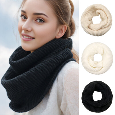 Womens Knitting Woolen Shawl Neckerchief Crochet Thick Ring - Main Image