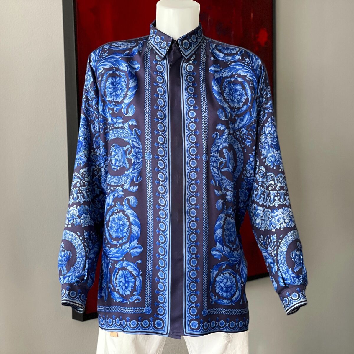 Versace silk clearance floral barocco shirt