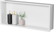 No Tile Needed Shower Niche - 12"X24" White 304 Stainless Steel Recessed Shelf,O