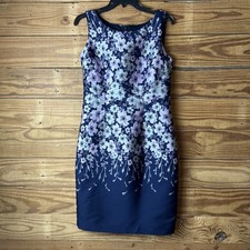 Talbot size 4 navy and purple floral dressy dress sleeveless zip back size Four