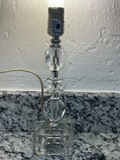 Vintage Lead Crystal Table Lamp – Hollywood Regency Glam Art Deco Style 14”