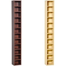 HOMCOM Mobile Porta CD da Parete in Legno con 12 Mensole 21x20x175cm