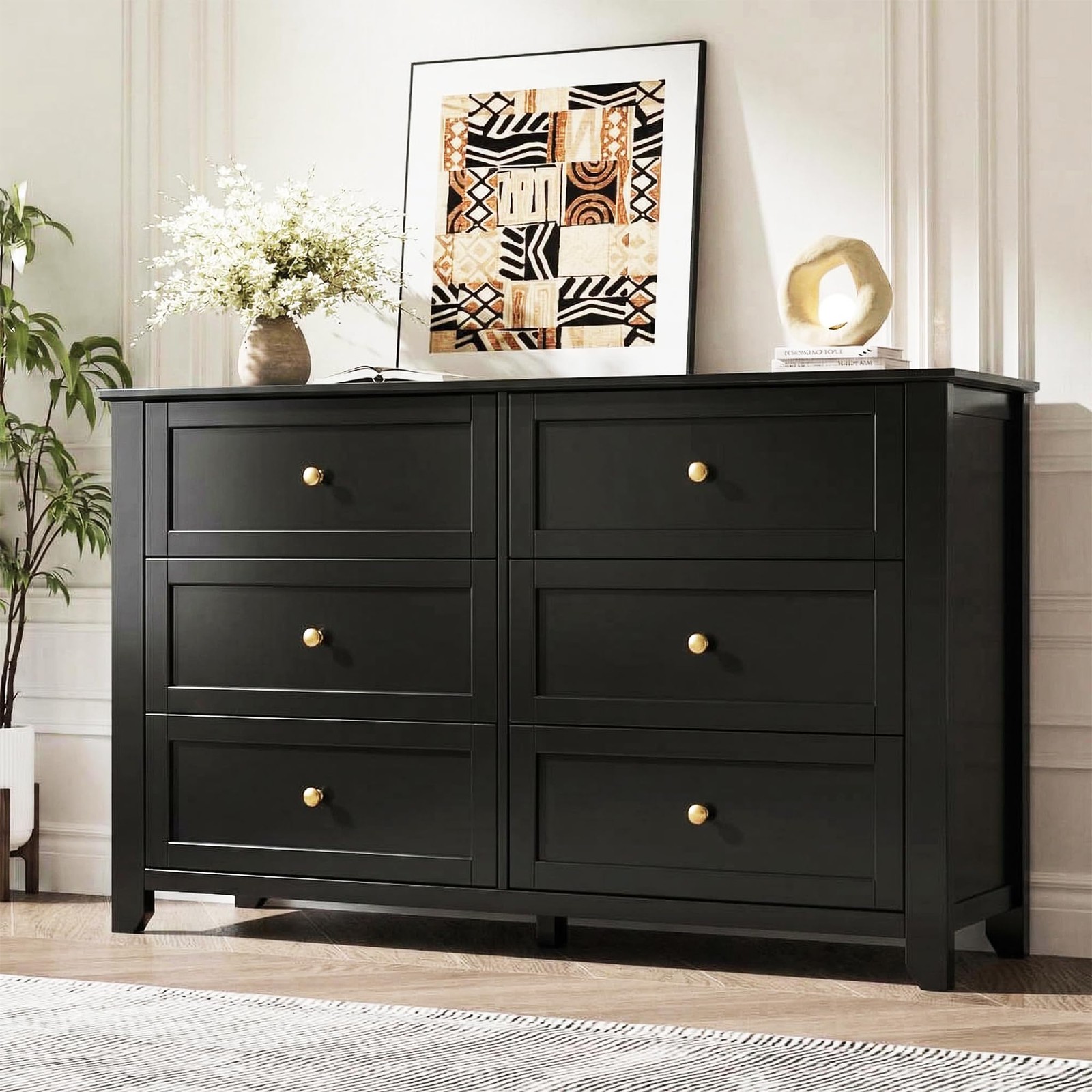 Wooden 5/6 Drawers Dresser Storage Chests with Wooden Legs f