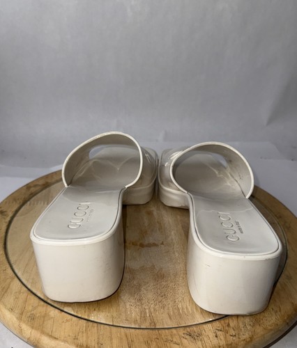 Gucci Rubber Heeled Slides Mules Sandals Mystic White Size 41 / 10-1/2 US - Picture 3 of 8