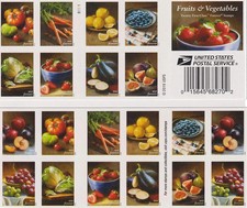 FRUITS & VEGETABLES Booklet of 100 Forever Stamps MNH #5493b
