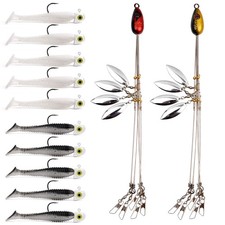 Alabama Rig (A-Rig) Fishing Lures Kit – 2 Rigs, 10 Jig Heads & Swimbaits, Tac...