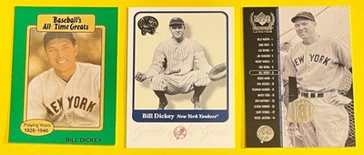 BILL DICKEY New York Yankees 3-Card Lot, HALL OF FAME, 11x ALL-STAR, 7x WS Champ