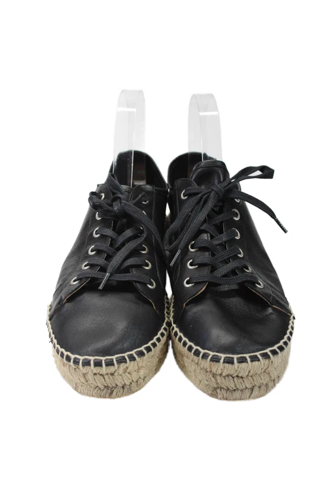 Zapatillas deportivas alpargata Aquatalia de cuero con cordones bajas negras talla 9 Foto 2 de 4