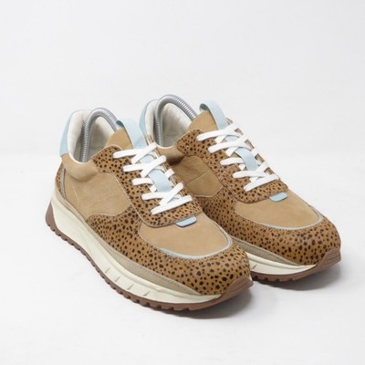 Madewell Womens Kickoff Trainer Sneakers Tan Cheetah Print Calf Hair Leather 9M
