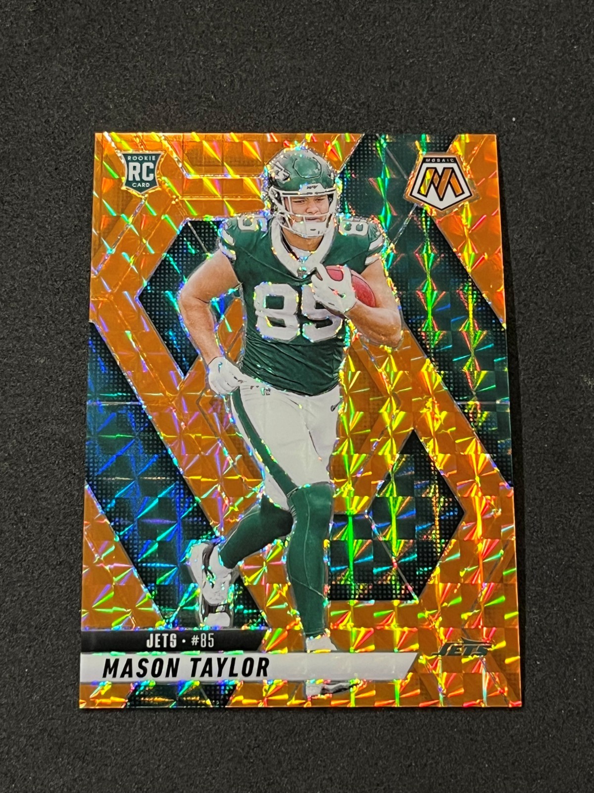 2025 Panini Mosaic Football Mason Taylor Rookie Orange Mosaic Prizm 128/199 #324