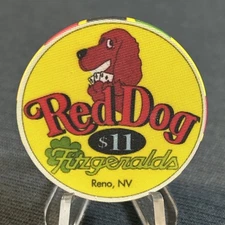 RARE Fitzgeralds Casino Reno Nevada $11 Red Dog Chip Rare Poker Obsolete Vegas