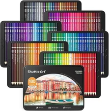 180 Colored Pencils Shuttle Art Soft Core Coloring Pencils Set with 4 Sharpener