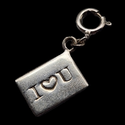 Vtg Sterling Love Letter Charm Heart Envelope Sweetheart Silver 925 for Bracelet - Picture 2 of 8