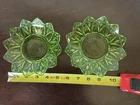 Set of 2 Vintage Avocado Green Depression Glass Saucer/Bowl