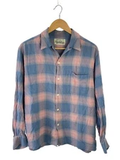 WACKO MARIA Long Sleeve Shirt L Rayon PNK Check