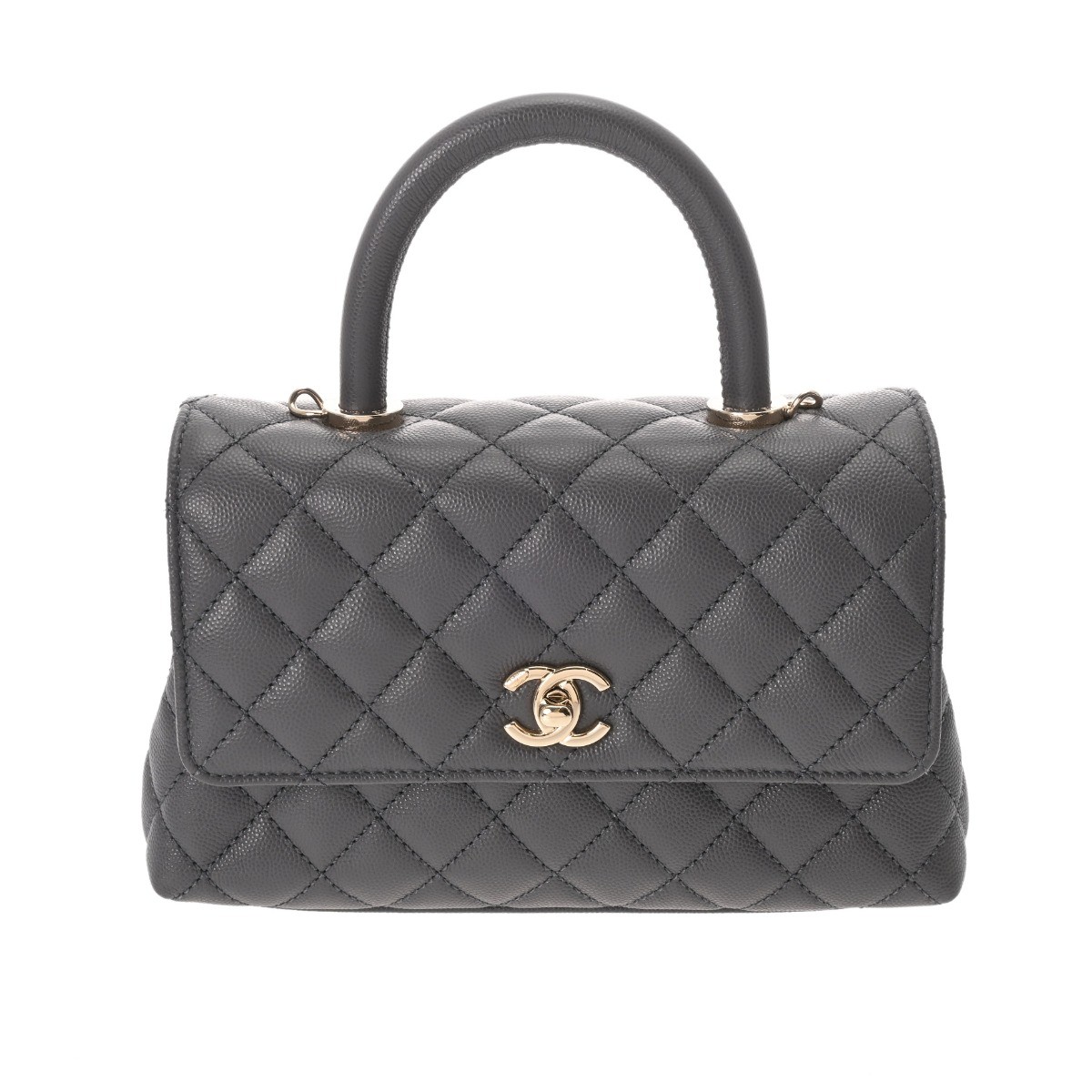 CHANEL Matrasse Gray Top Handle Flap Bag A92990 Women Handbag