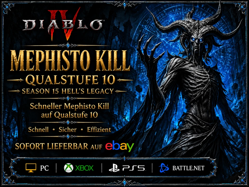 🔥Diablo 4 Mephisto Kill Saison 15 Torment 10 SC Hell’s Legacy PC/Xbox/PS5 SC - Bild 1 von 1