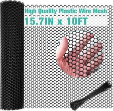 Plastic Mesh Fence Sheet 15.7IN x 10FT - 0.3IN Opening Plastic Chicken Wire Nett