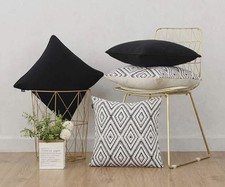 HPUK Throw Pillow Covers 18X18 Set of 4 Geometric Design Linen Black/Creme NWT