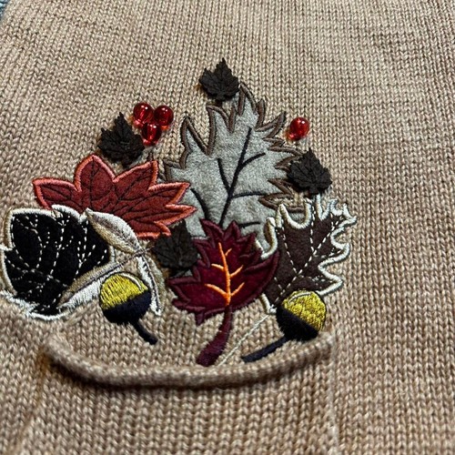 Chaleco suéter vintage tejido casa núcleo otoño otoño hojas talla pequeña - Imagen 3 de 4